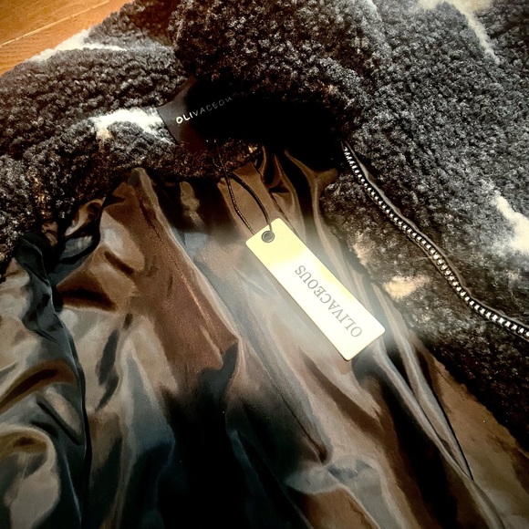 New NWT Vici teddy faux Sherpa black and white stars zippered jacket w/collar S - Picture 9 of 13